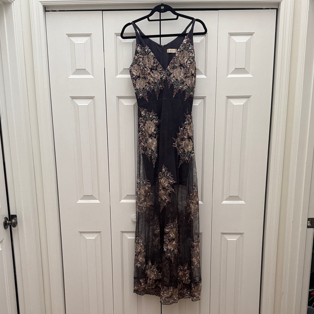 Altar'd State Elegant Purple and Gold Maxi Dress